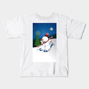 A snowman on skies Kids T-Shirt